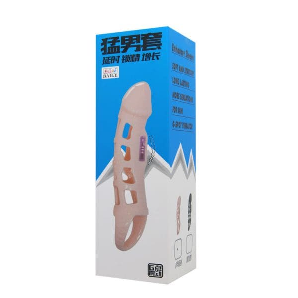BAILE - PENIS EXTENDER COVER WITH VIBRATION AND NATURAL STRAP 13.5 CM 8